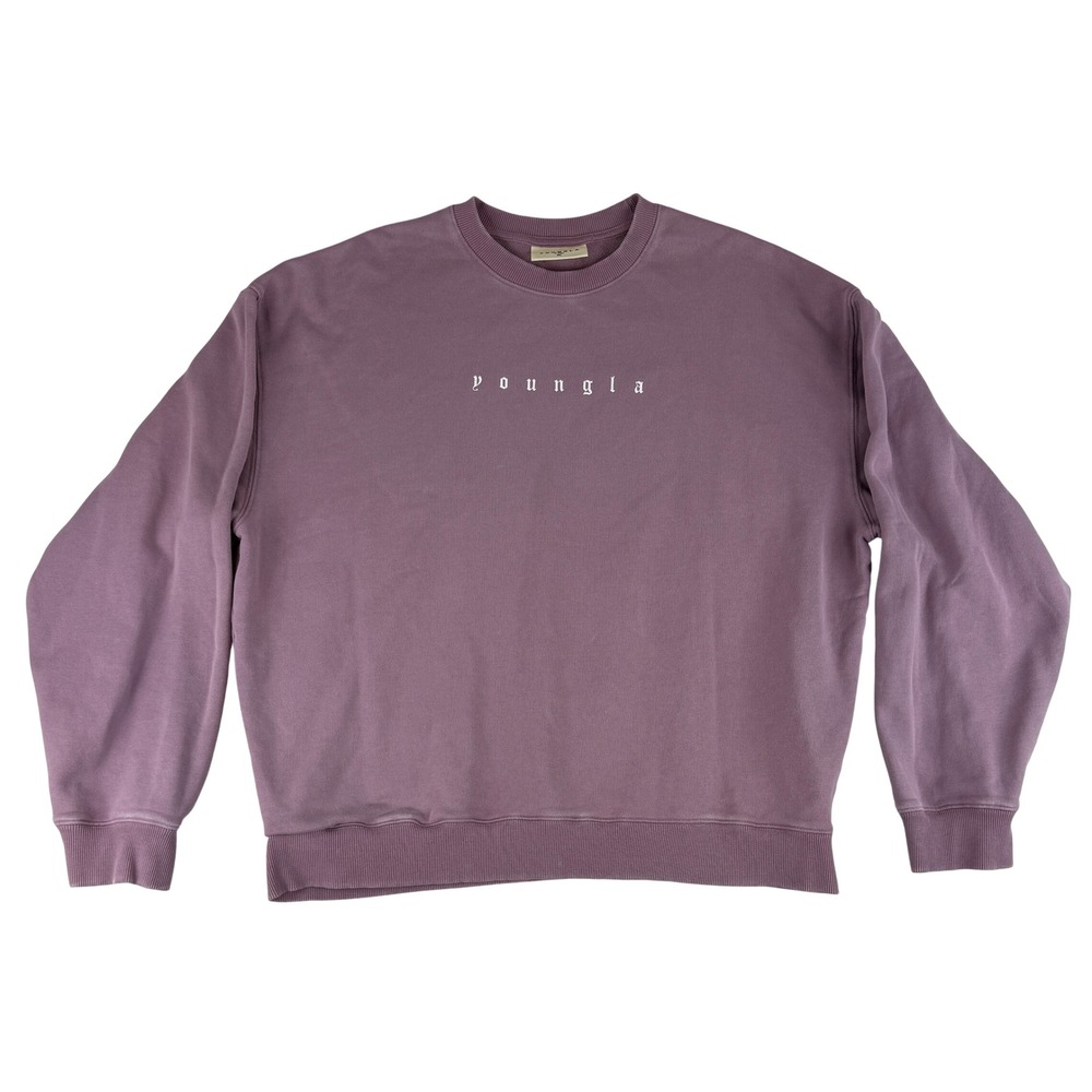 YoungLA Sweatshirt Mens XL Purple 5099 Old English Logo French Terry Crewneck